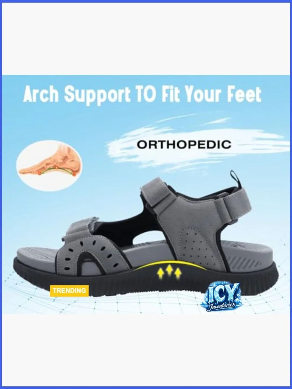 Men's Hiking Sandals with Arch Support Sport Recovery Athletic Walking Sandals